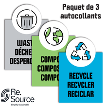 Load image into Gallery viewer, Autocollants Re.Source pour poubelle et bac de recyclage
