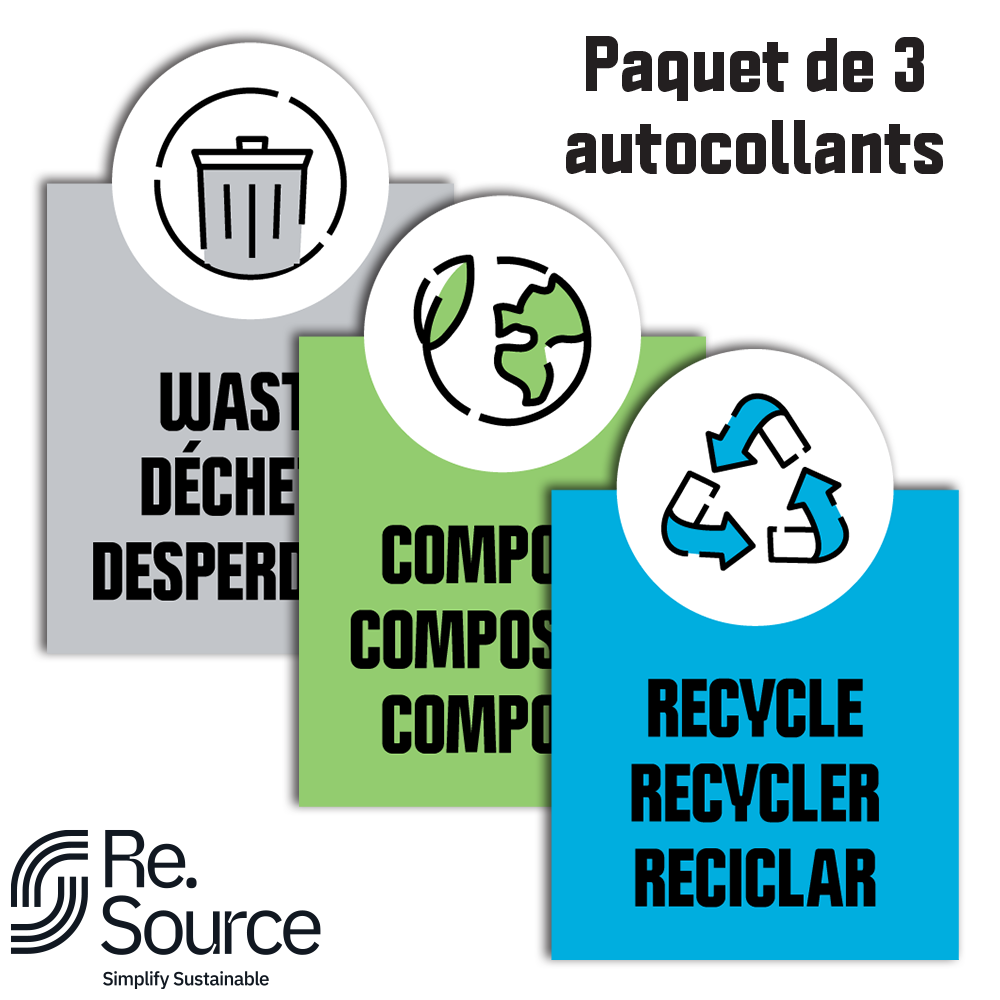 Autocollants Re.Source pour poubelle et bac de recyclage